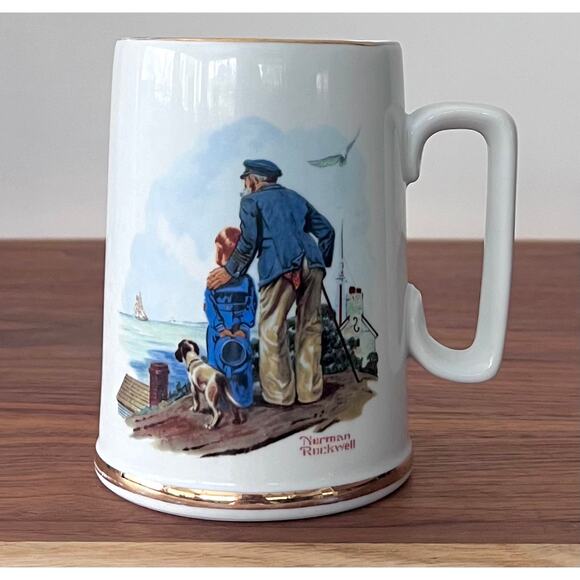 Norman Rockwell Mug Vintage 1985 Looking Out to Sea Collectible Cup Collectible - Picture 1 of 8